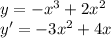 y=-x^3+2x^2 \\ y'=-3x^2+4x