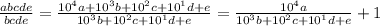 \frac{abcde}{bcde} = \frac{10^4 a + 10^3 b + 10^2 c+ 10^1 d + e}{10^3 b + 10^2 c+ 10^1 d + e} = \frac{10^4 a}{10^3 b + 10^2 c+ 10^1 d + e} +1