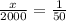 \frac{x}{2000} = \frac{1}{50}