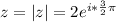 z=|z|=2 e^{i* \frac{3}{2} \pi }