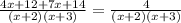 \frac{4x+12+7x+14}{(x+2)(x+3)} = \frac{4}{(x+2)(x+3)}