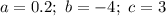 a=0.2;\ b= -4;\ c= 3