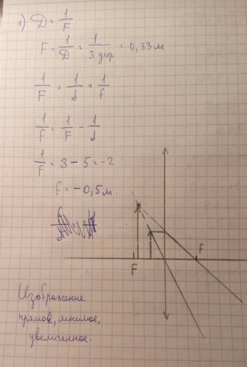 Предмет находится на расстоянии 0.2м от собирающей линзы с оптической силой 3 дптр. на каком расстоя