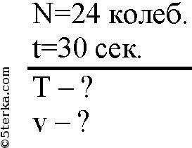 Маятник совершает 24 колебания за 30с. чему равна период и частота его колебаний
