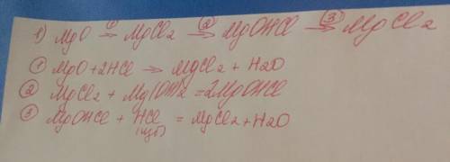 Mgo---> mgcl2---> mgohcl---> mgcl2осуществить цепь следующих преобразований и записать урав