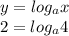 y = log_a x \\ 2 = log_a4