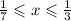 \frac{1}{7} \leqslant x \leqslant \frac{1}{3}