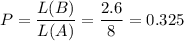 P= \dfrac{L(B)}{L(A)}= \dfrac{2.6}{8}=0.325