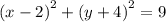 {(x - 2)}^{2} + {(y + 4)}^{2} = 9