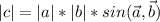 |c|=|a|*|b|*sin(\vec{a},\vec{b})