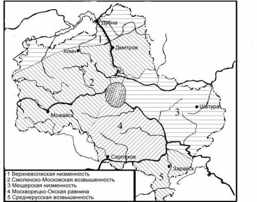 Какой цифрой на карте обозначена смоленско-московская возвышенность?