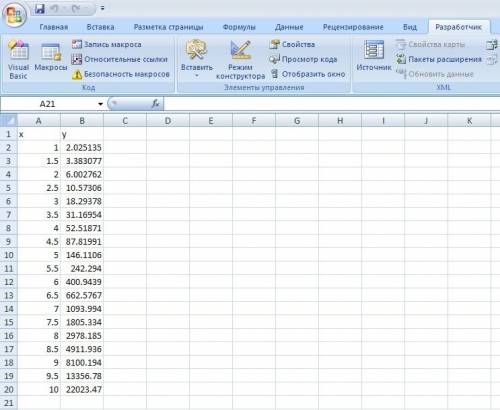 Y=e^x-ln2x (интервал от 1 до 10) шаг 0.5 нужно написать программу в vba excel.