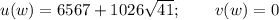 u(w)=6567+1026 \sqrt{41} ;~~~~~~ v(w)=0