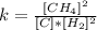 k= \frac{[CH_4]^2}{[C]*[H_2]^2}