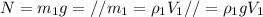 N=m_1g=//m_1=\rho_1 V_1//=\rho_1 g V_1