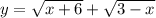 y= \sqrt{x+6}+ \sqrt{3-x}