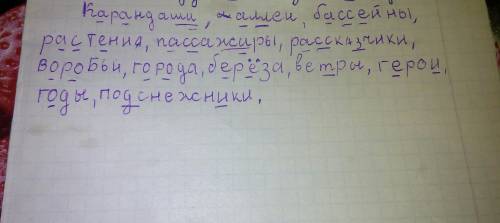 Выдели орфограммы! карандаши аллеи бассейны растения пассажиры рассказчики воробьи города берёза вет