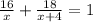\frac{16}{x}+ \frac{18}{x+4}=1