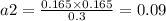 a2 = \frac{0.165 \times 0.165}{0.3} = 0.09