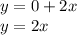 y=0+2x\\y=2x