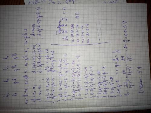 Чотири числа утворюють прогресію. якщо з першого числа відняти 30, з другого 4, з третього 2, а з че