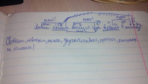 Синтаксический разбор предложения: свежий аромат весеннего сада ворвался в комнату