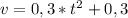 v=0,3* t^{2} +0,3