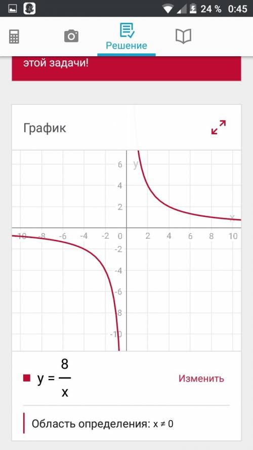 Построить графики функций y=12/x, y=-9/x, y= 8/x.