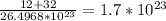 \frac{12+32}{26.4968*10^{23}} = 1.7*10^{23}