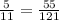 \frac{5}{11} = \frac{55}{121}