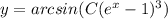 y=arcsin(C(e^x-1)^3)