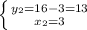 \left \{ {{y_2=16-3=13} \atop {x_2=3}} \right.