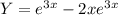 Y=e^{3x}-2xe^{3x}