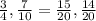 \frac{3}{4} , \frac{7}{10} = \frac{15}{20} , \frac{14}{20}