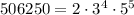 506250=2\cdot3^4\cdot5^5