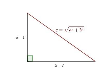 Даны отрезки a и b, а = 5 см, b = 7 см. постройте отрезок, равный квадратному корню из суммы квадрат