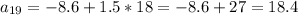 a_{19}=-8.6+1.5*18=-8.6+27=18.4