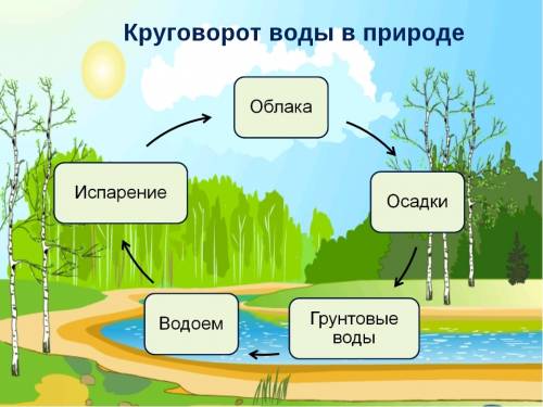 Зарисовать схему круговорота воды в природе