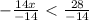 - \frac{14x}{-14} \ \textless \ \frac{28}{-14}