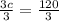 \frac{3c}{3} = \frac{120}{3}