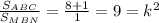 \frac{S_{ABC}}{S_{MBN}} = \frac{8+1}{1} =9=k^2