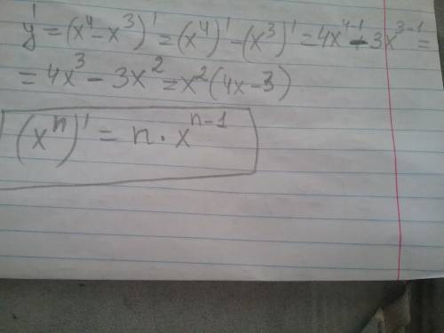 Напишите подробно как найти производную этой функции y=x^3*(x-1)=x^4-x^3