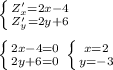 \left \{ {{Z'_x=2x-4} \atop {Z'_y=2y+6}} \right. \\\\ \left \{ {{2x-4=0} \atop {2y+6=0}} \right. \left \{ {{x=2} \atop {y=-3}} \right.