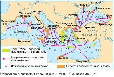 Заполните контурную карту основание греческих колоний