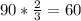 90*\frac{2}{3} =60