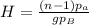 H = \frac{(n-1)p_a}{gp_B}