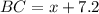 BC=x+7.2