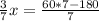 \frac{3}{7} x= \frac{60*7-180}{7}