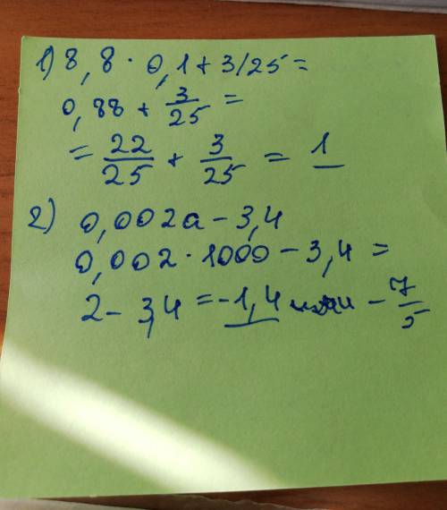 8,8a+3/25 при а=0,1 0,002a-3/4 при а=1000