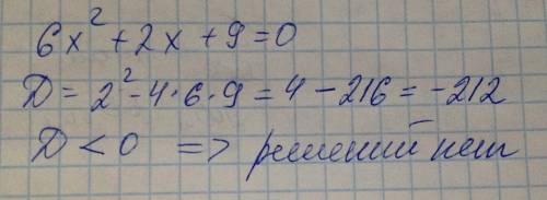 Найдите дискриминант квадратного уравнения 6x^2+2x+9=0